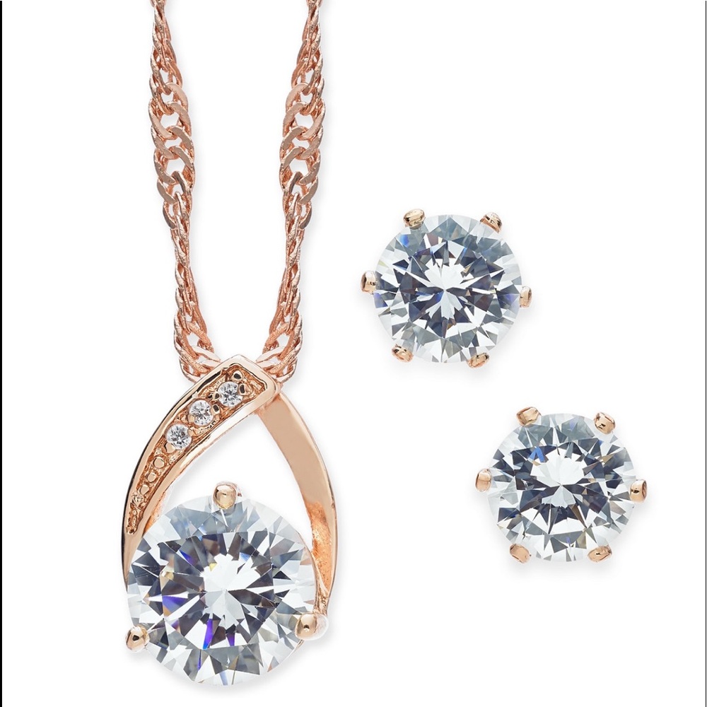 💰Final Price💰Rose Gold-tone Crystal Set